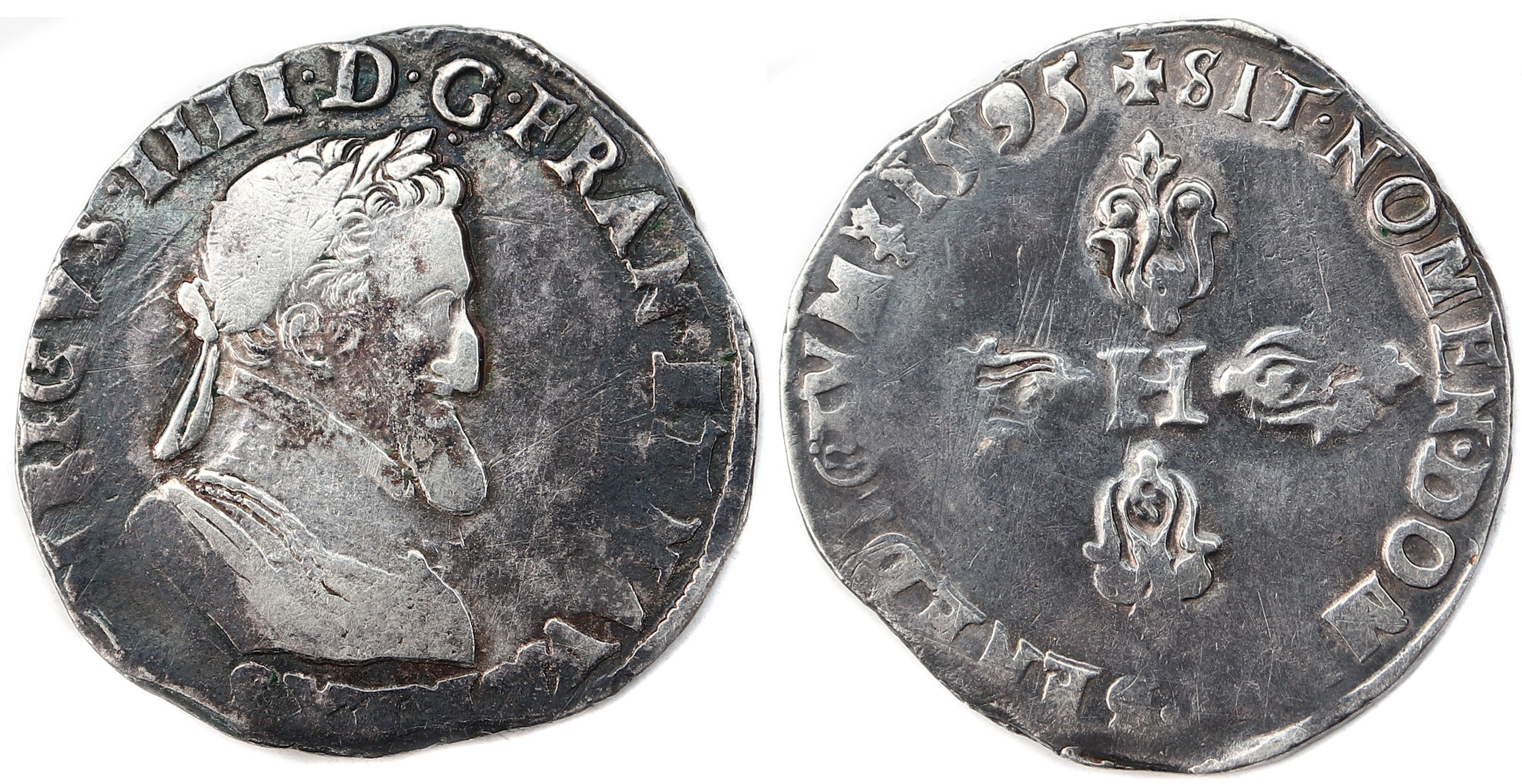 Monnaies HENRI IIII-Demi Franc-1595-TROYES