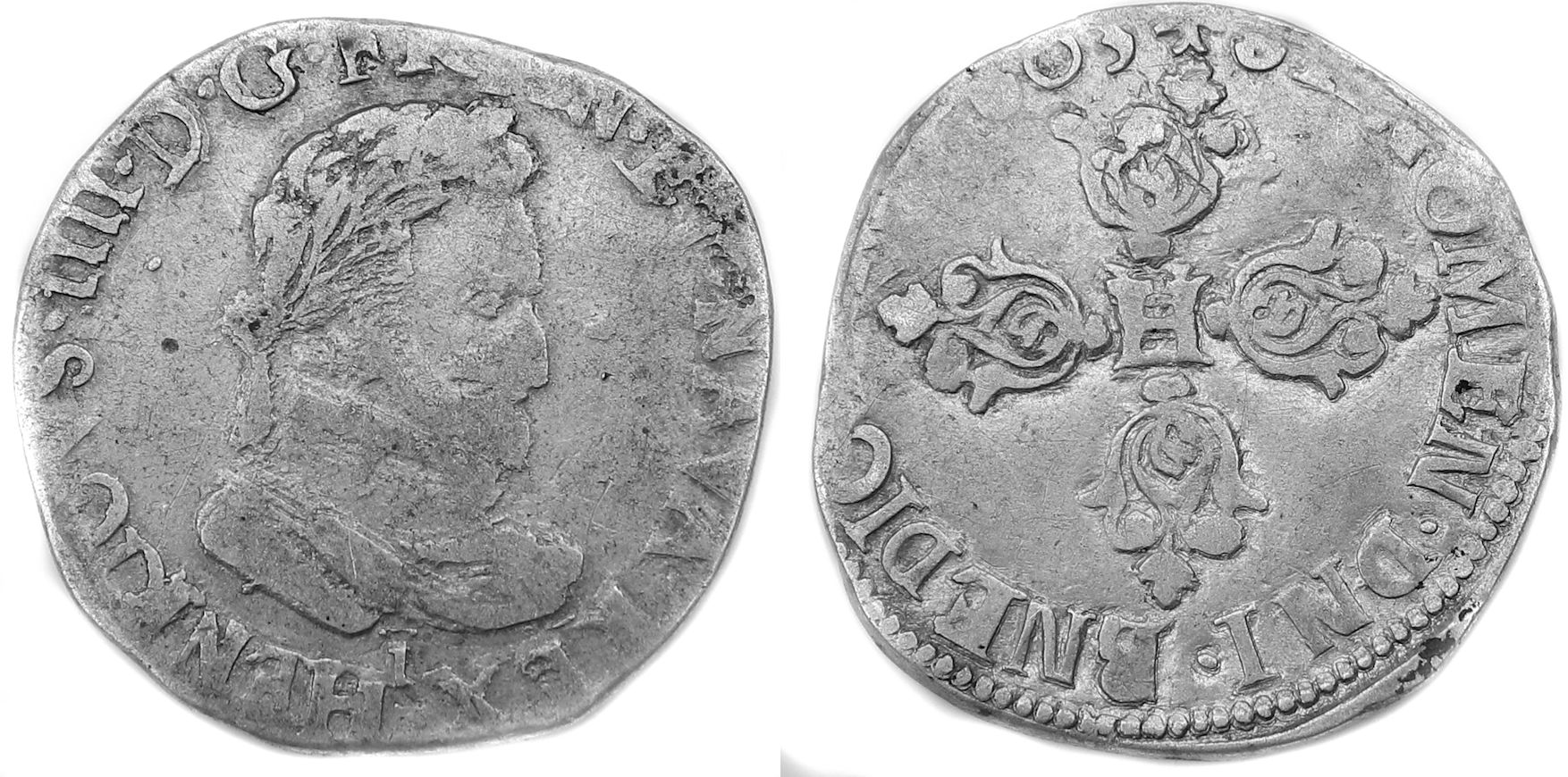 Monnaies royales francaises-HENRI III-Demi franc-1603-LIMOGES