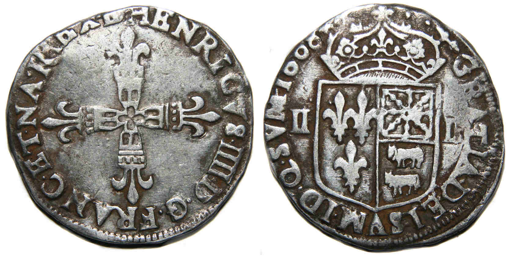 HENRI IV QUART ECU 1608 MORLAAS