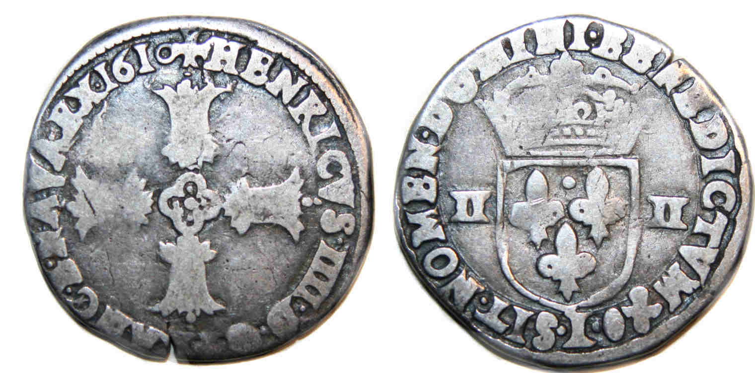 Monnaies royales-HENRI IV-quart-1610-BAYONNE
