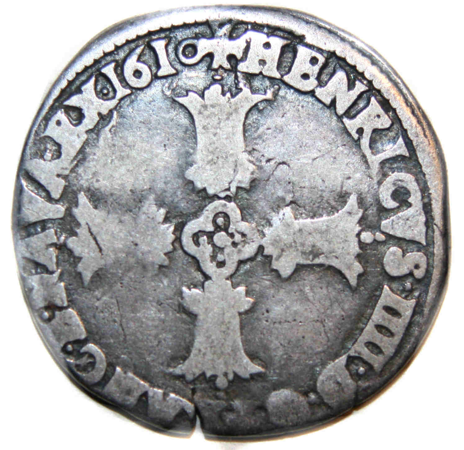 Monnaies royales-Henri IV-quart écu-1610-BAYONNE-droit