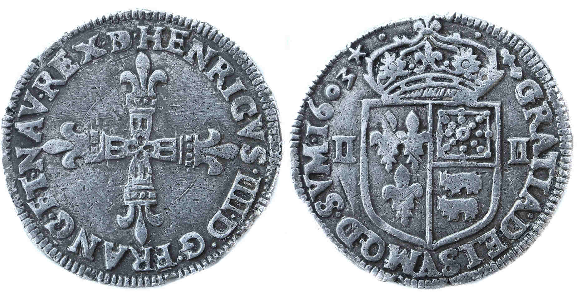 Monnaies royales-HENRI IV-quart écu-1603-PAU