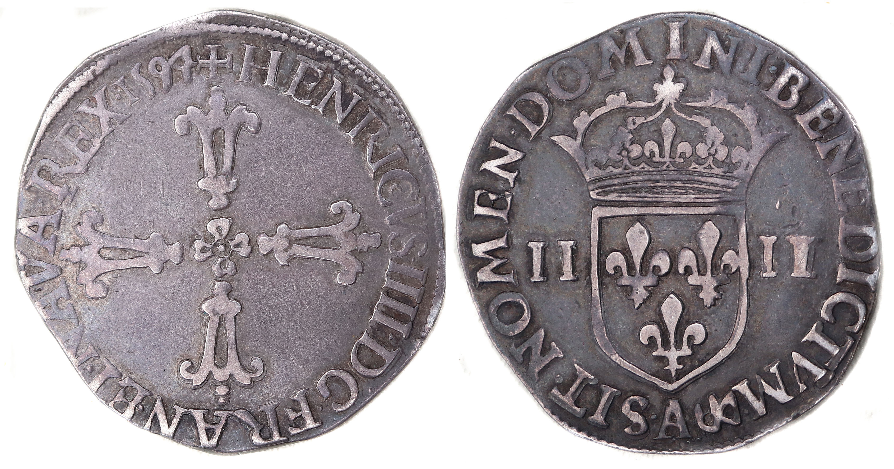 HENRI IV QUART ECU 1594 COMPIEGNE