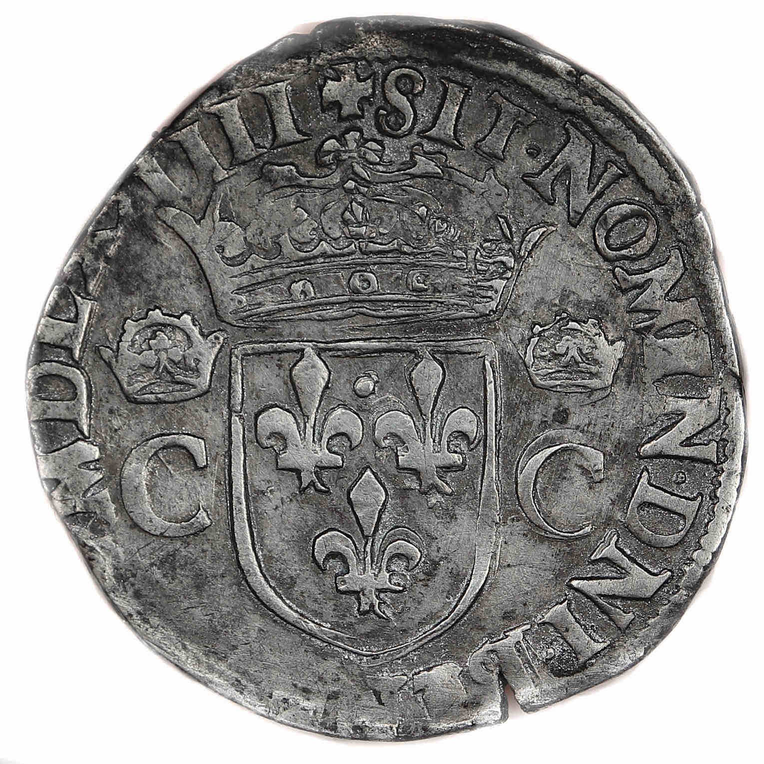 Monnaies royales Teston 1574 Angers-revers