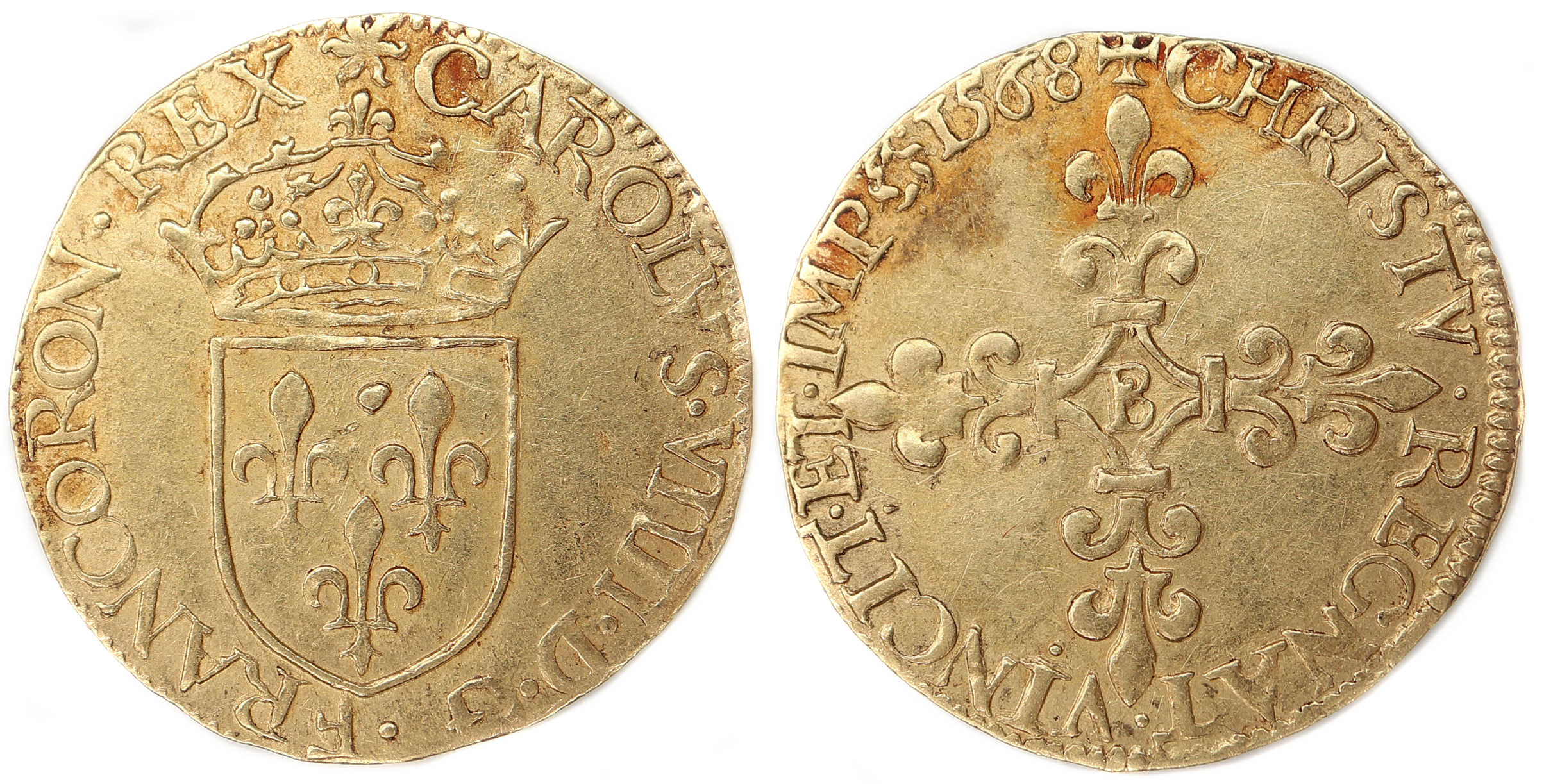 CHARLES IX ECU OR 1568 ROUEN