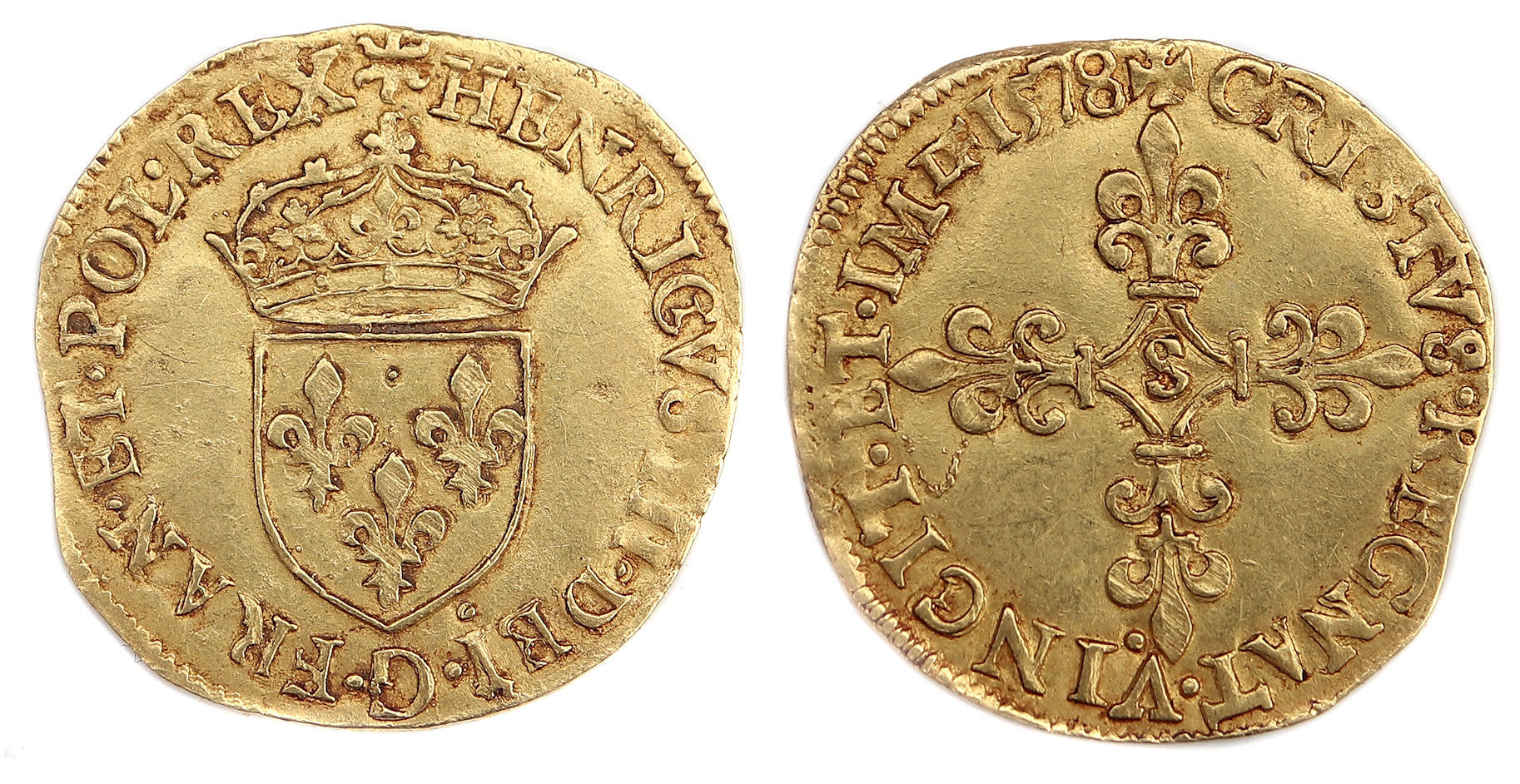HENRI III ECU OR 1578 TROYES