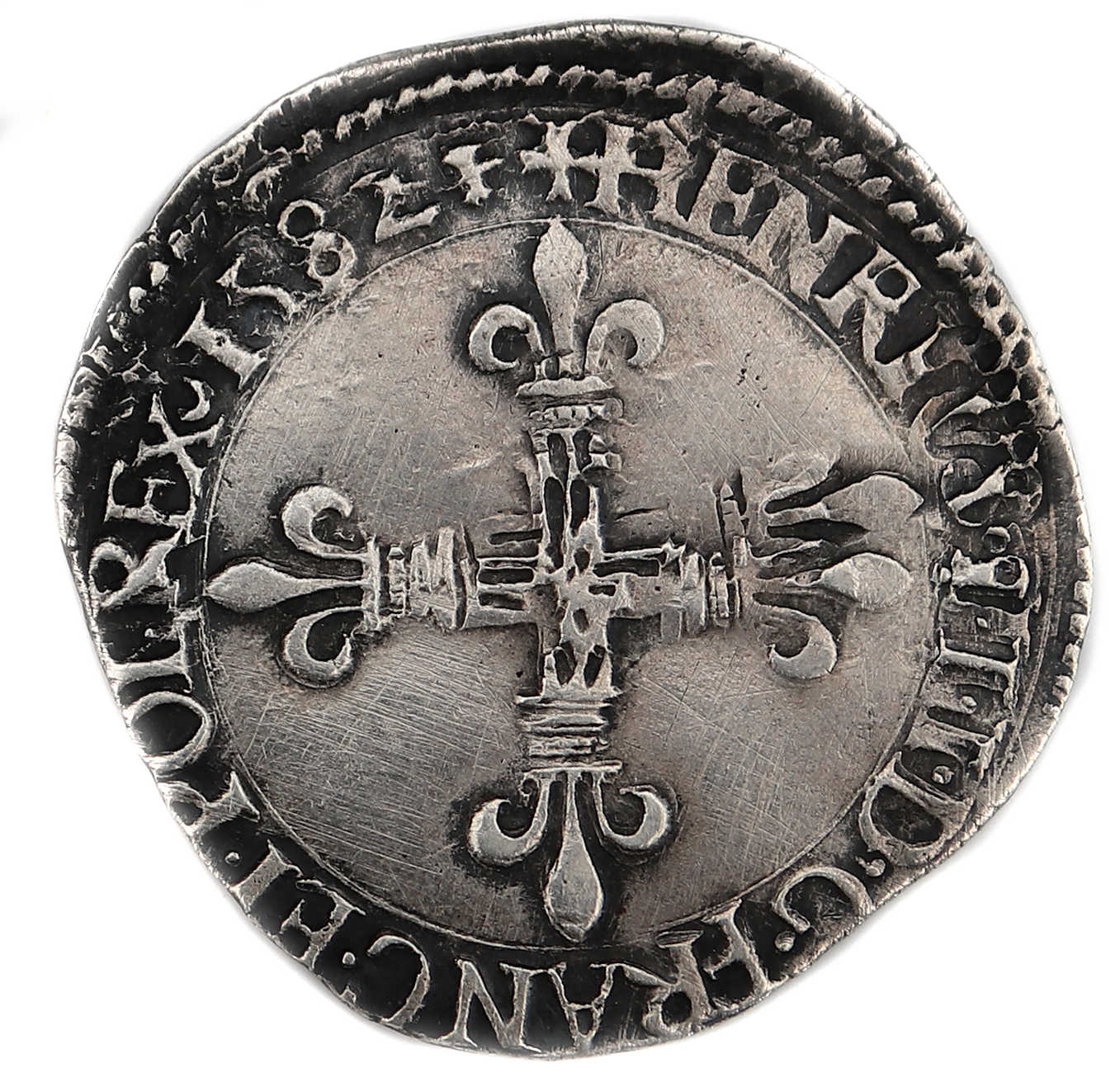 HENRI III HUITIEME ECU 1582 LA ROCHELLE DROIT