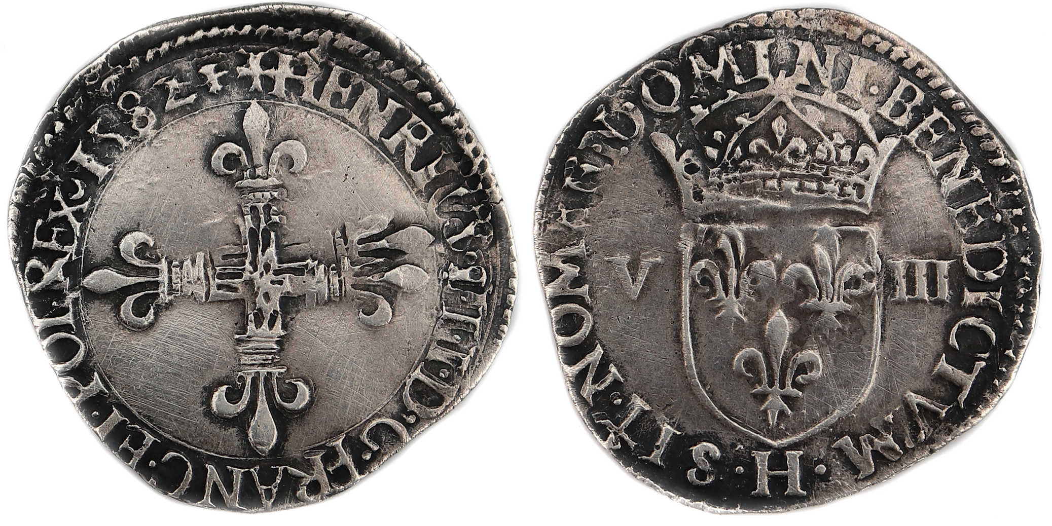 HENRI III HUITIEME ECU 1582 LA ROCHELLE