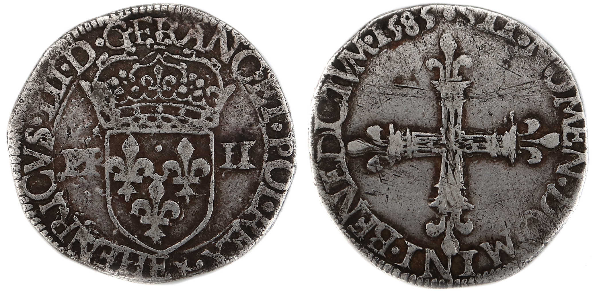 HENRI III QUART ECU 1585 TOURS