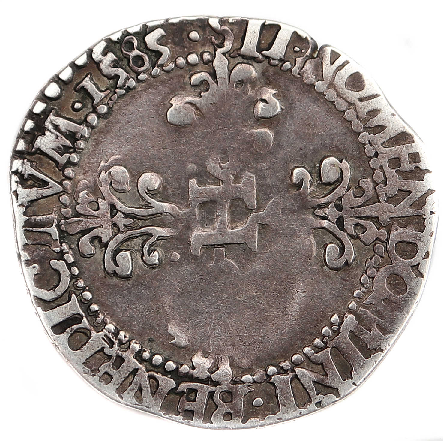 HENRI III QUART DE FRANC 1585 AMIENS REVERS