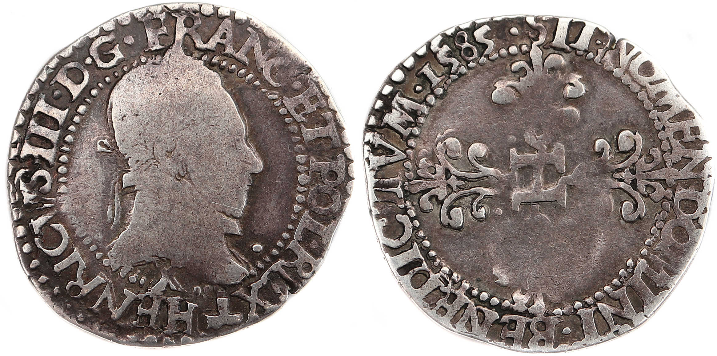 HENRI III QUART DE FRANC 1585 AMIENS