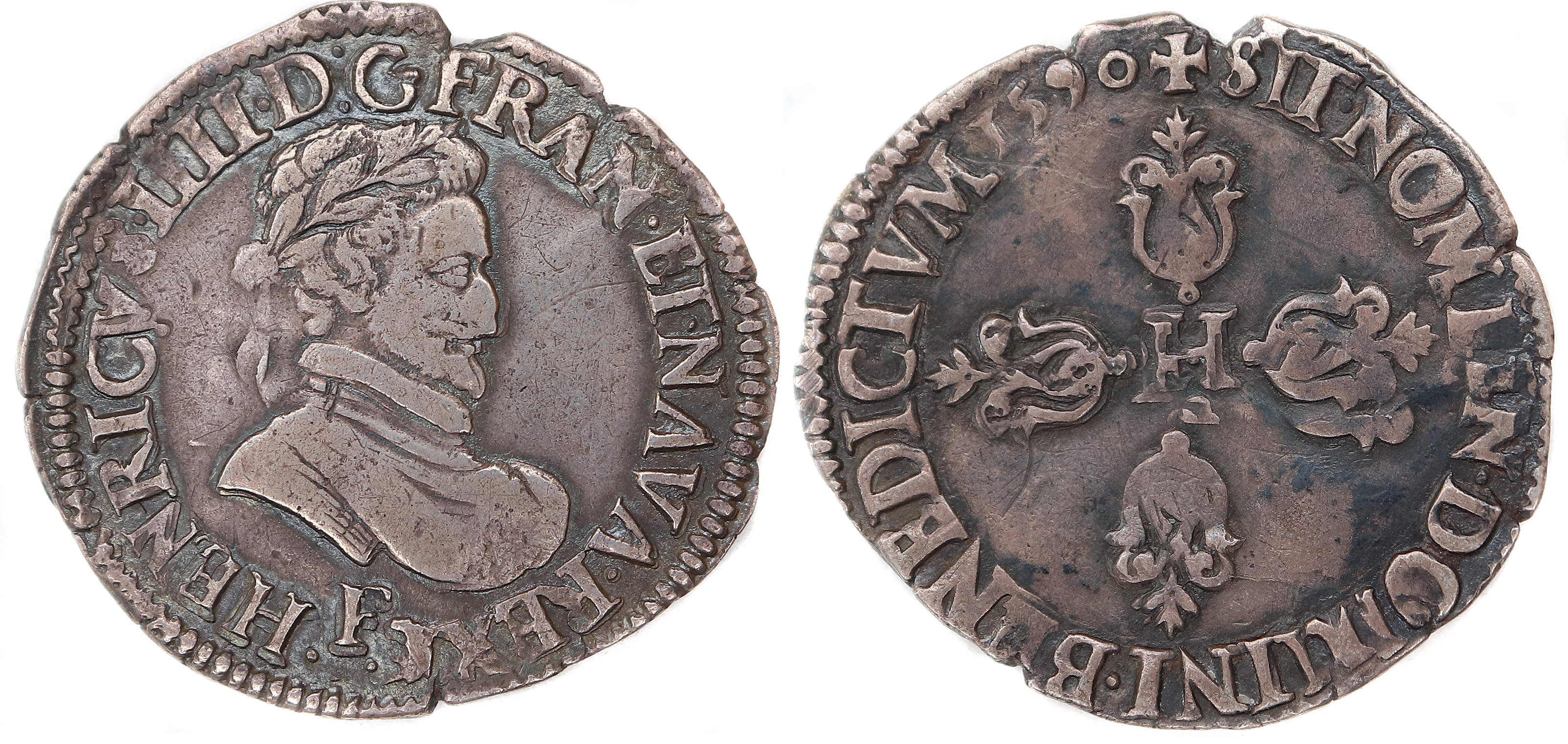 HENRI IV DEMI FRANC 1590 ANGERS