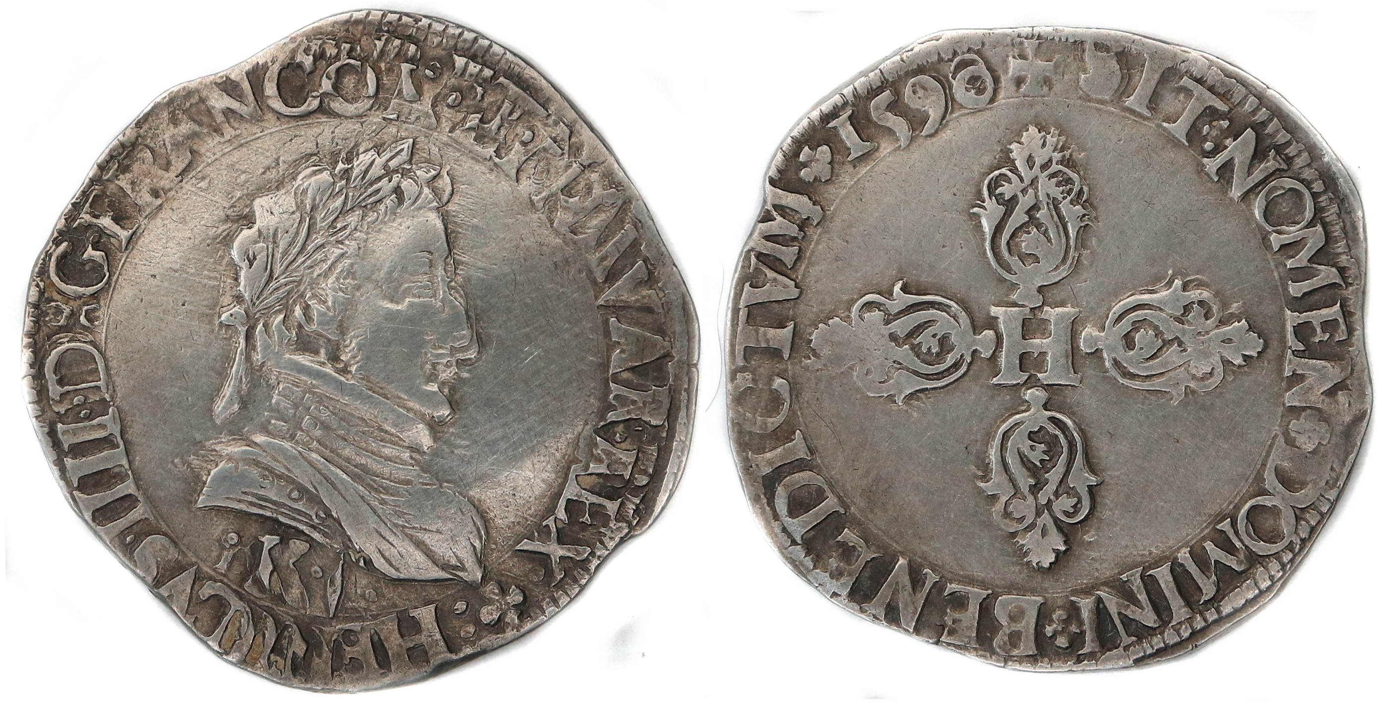 HENRI IV DEMI FRANC 1590 BORDEAUX